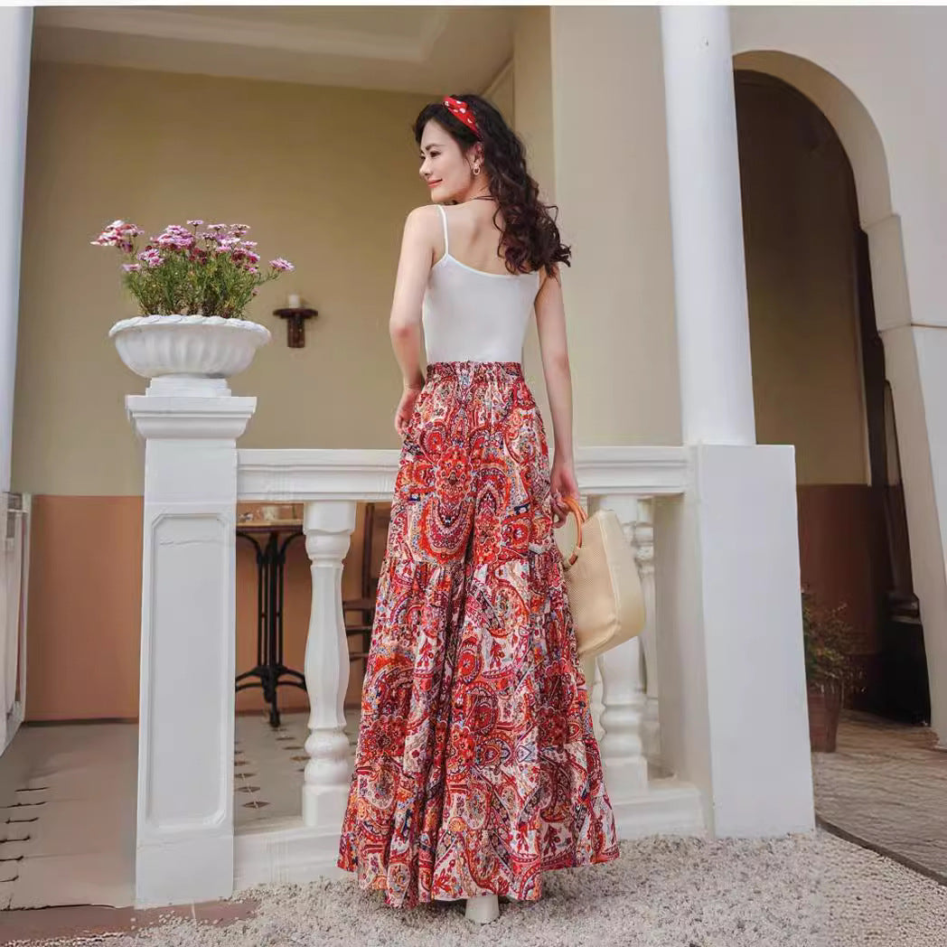 Light Floral Print Mid-Length Skirt for All Occasions