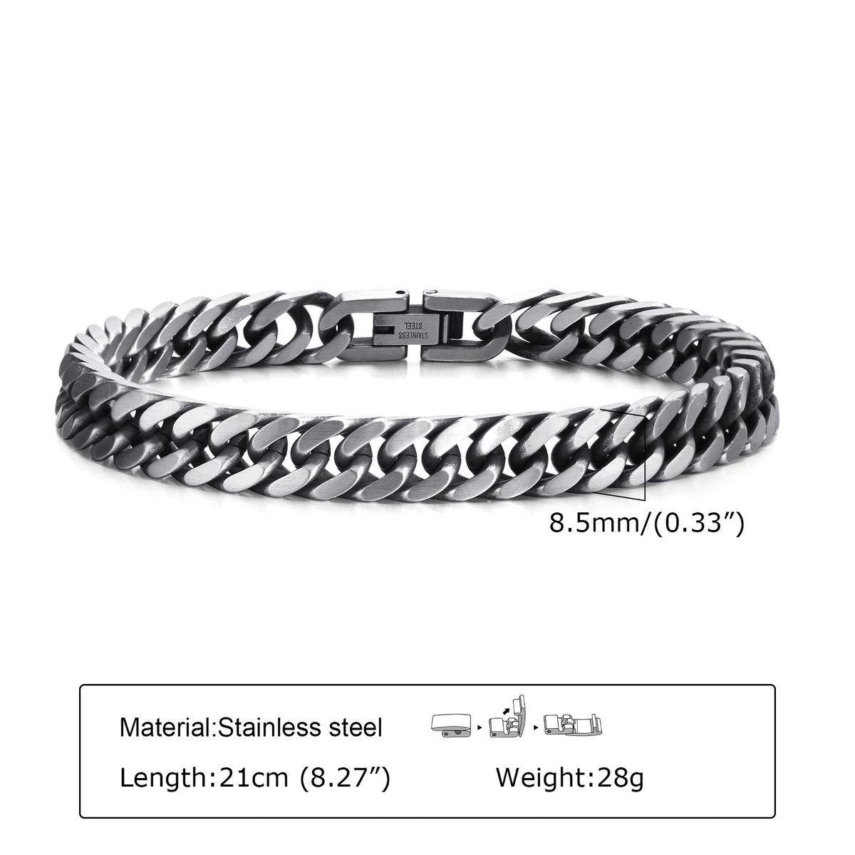 Men's Thick Stainless Steel Bracelet - European & American Style