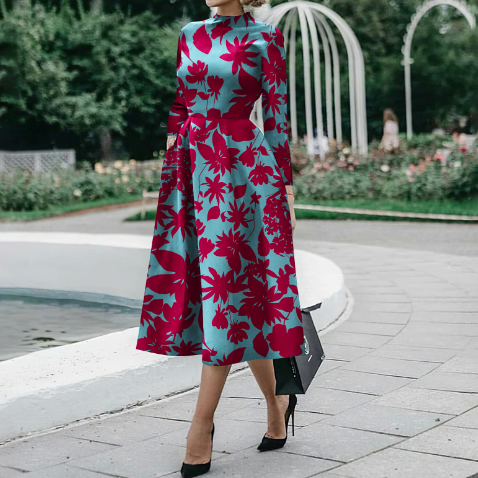 Elegant Long-Sleeved Mid-Length Dress