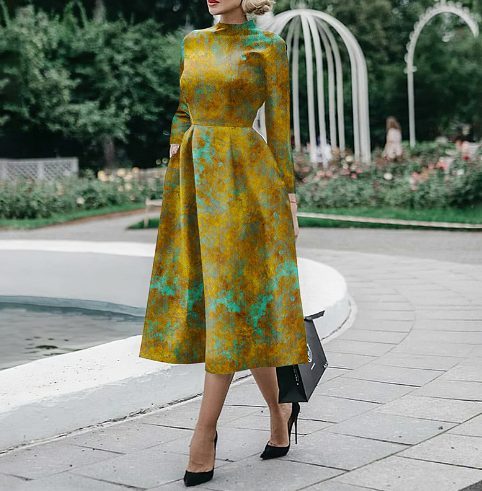 Elegant Long-Sleeved Mid-Length Dress
