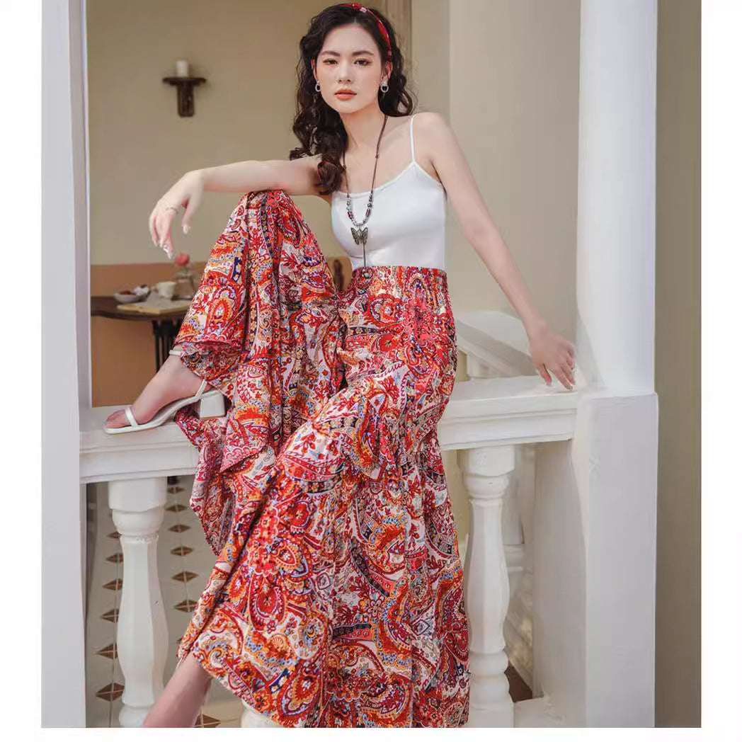 Light Floral Print Mid-Length Skirt for All Occasions