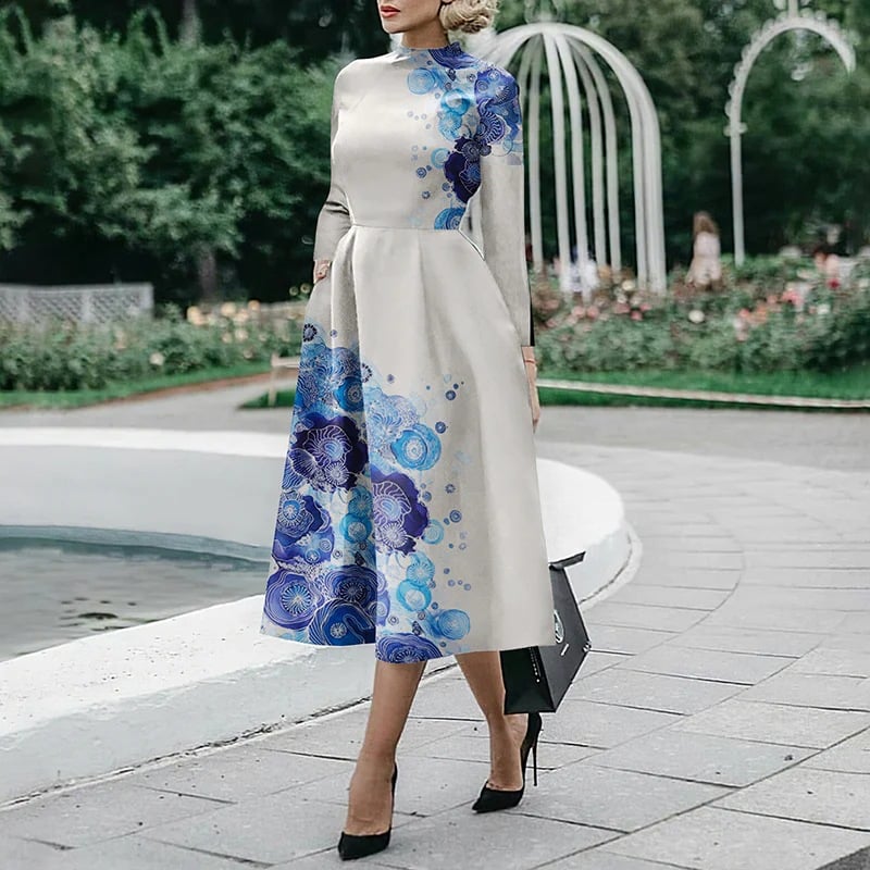 Elegant Long-Sleeved Mid-Length Dress