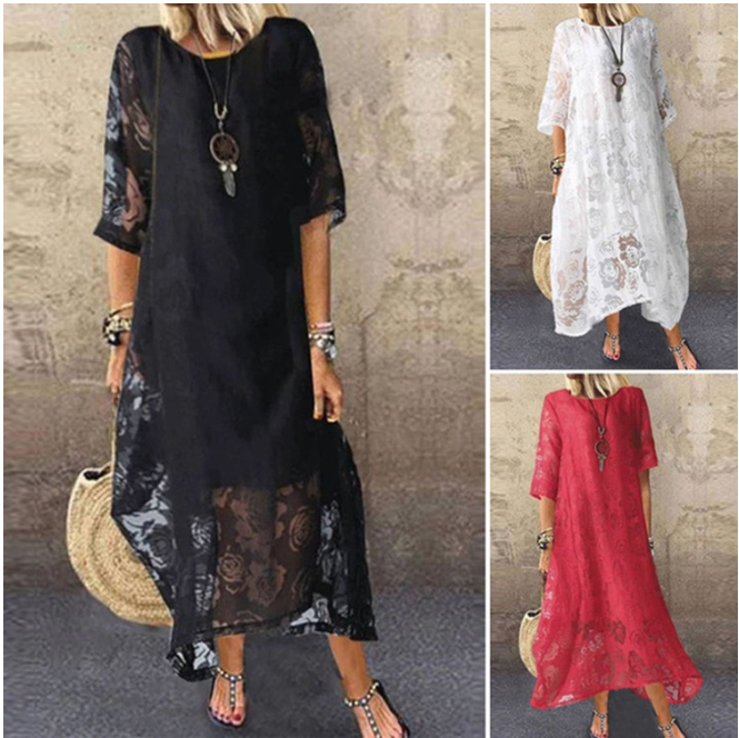 Lace Casual Long Dress for Women