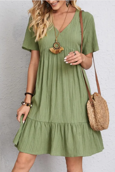 Summer V-neck Loose Casual Short-sleeved Corset Dress