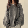 Casual Solid Crew Neck Split Long Sleeve Sweater
