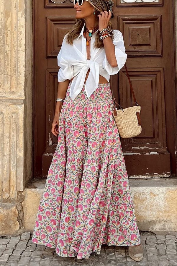 Large Swing Printed Vacation Skirt