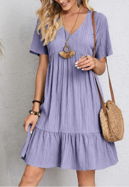 Summer V-neck Loose Casual Short-sleeved Corset Dress