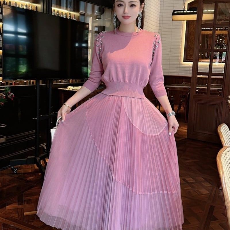 Top Panel Mesh Skirt Set