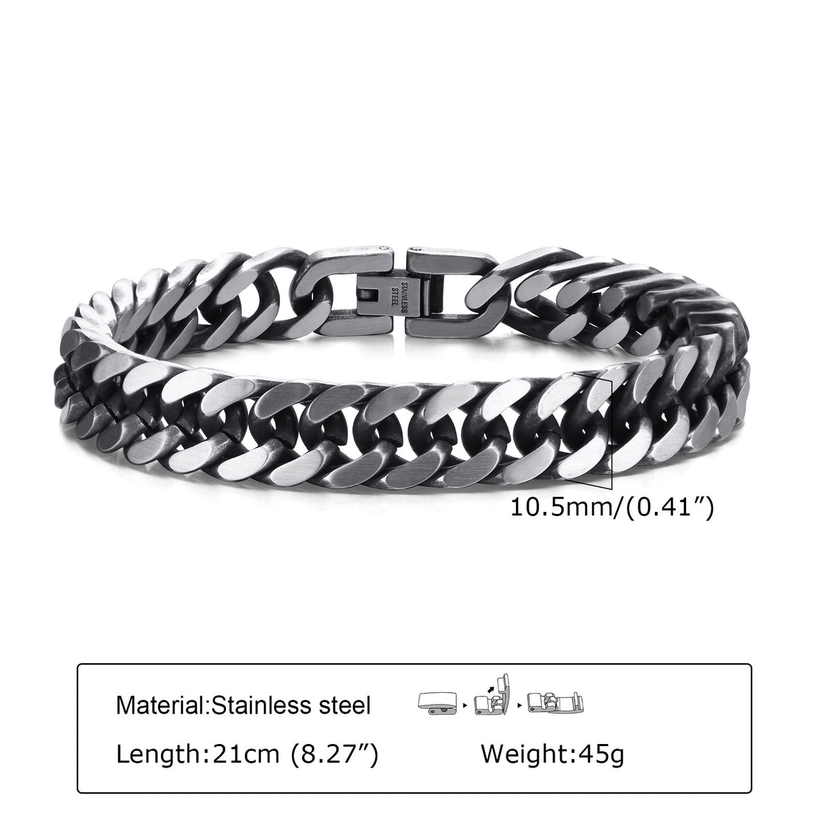 Men's Thick Stainless Steel Bracelet - European & American Style