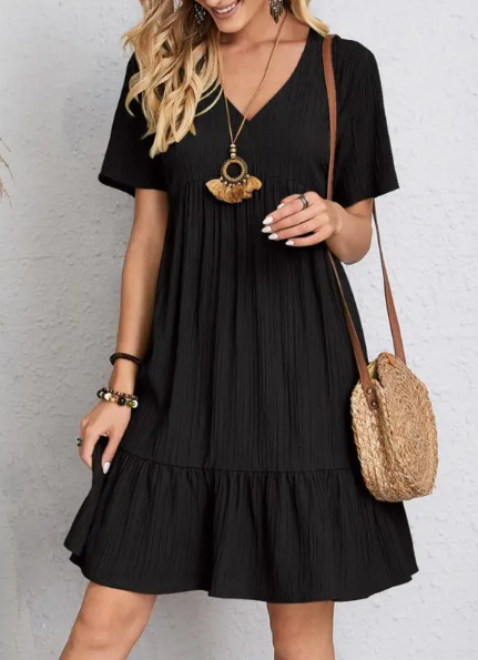 Summer V-neck Loose Casual Short-sleeved Corset Dress