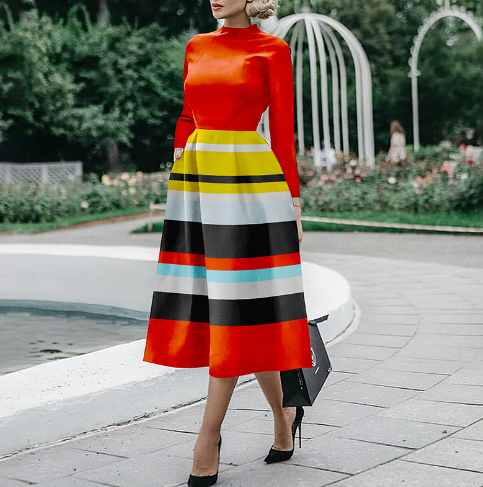 Elegant Long-Sleeved Mid-Length Dress