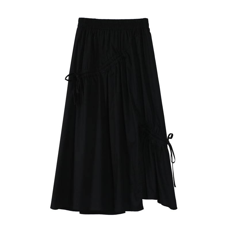 High-Waist A-Line Mid-Length Skirt for Summer