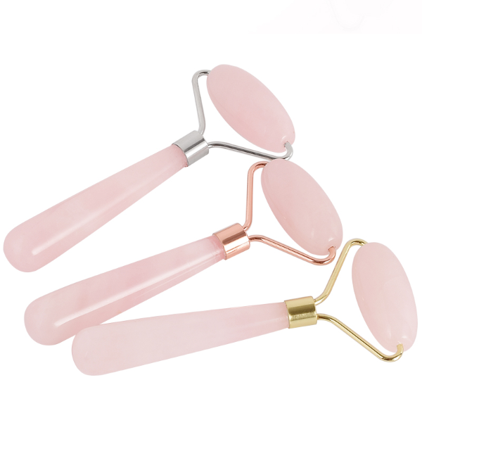 Natural Rose Quartz Roller Massager for Face & Eyes