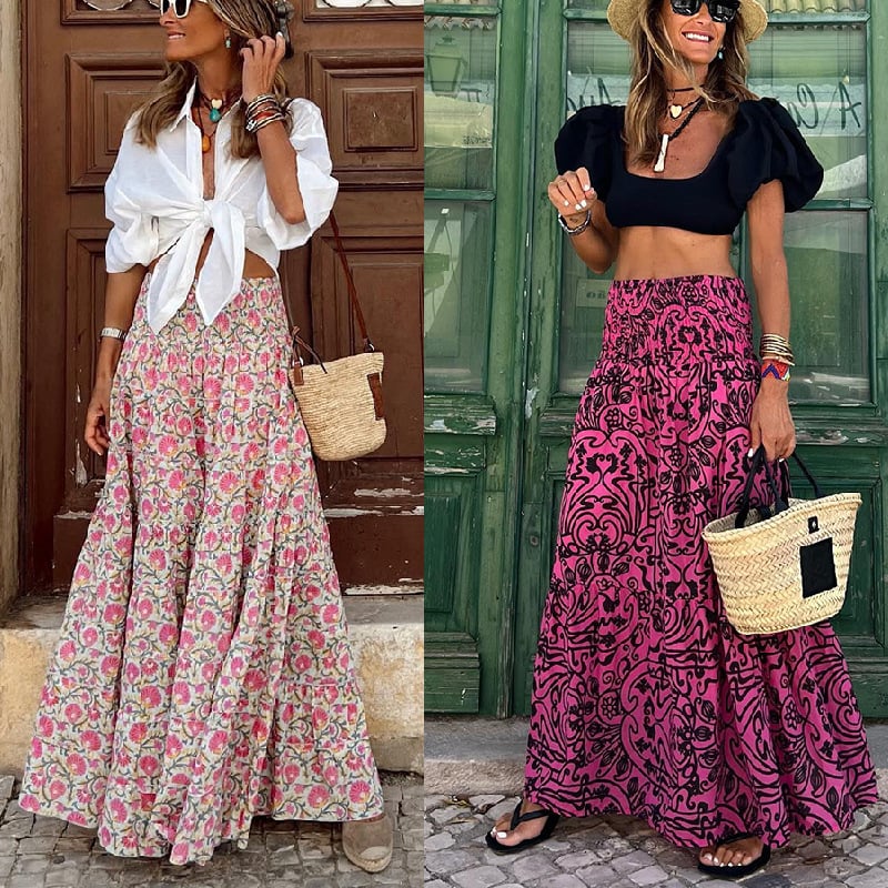 Large Swing Printed Vacation Skirt