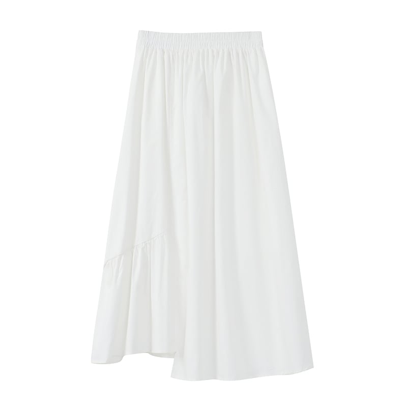 High-Waist A-Line Mid-Length Skirt for Summer